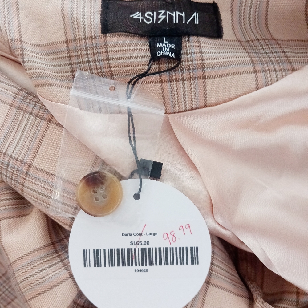 4SI3NNA Tan Plaid Darla Jacket SZ Large NWT - Picture 8 of 8